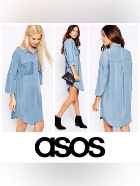 ASOS Denim Oversized Chuck On Shirt Dress